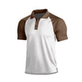 thumbnail image 2 of Hsovts Mens Color Block Polo Shirt- Turndown Collar Breathable Raglan Sleeve Lightweight Summer Casual Short Sleeve Polos Brown 3XL, 2 of 7