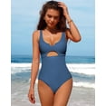 thumbnail image 3 of Charmo Womens Ribbed One Piece Swimsuits High Cut Padded Monokini Bathing Suit, 3 of 6