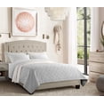 thumbnail image 5 of BSHTI Beige Linen Upholstered King Size Bed, Adjustable Height Headboard, Platform Bed Frame with Solid Wood Construction, Box Spring Needed, 5 of 8