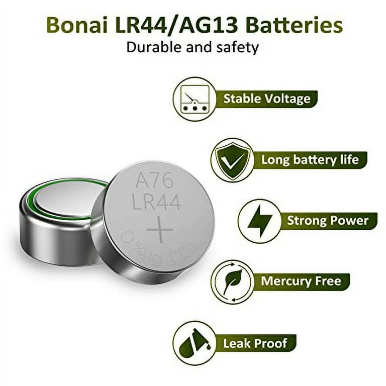 BONAI LR44 AG13 Batteries 1.5v Button Cell Battery 50 Count, A76 357/303  L1154f SR44 Battery High Capacity Packaging Upgradeâ€¦ 