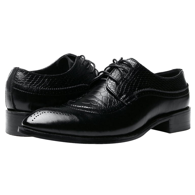 Santimon Men Derby Crocodile Pattern Pointed Toe Shoes Lace  display picture 1