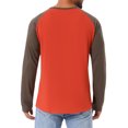 thumbnail image 3 of Camisetas de manga larga Raglan para hombres INSPIRE CHIC, estilo casual, tipo Henley, 2XL, rojas, 3 of 6