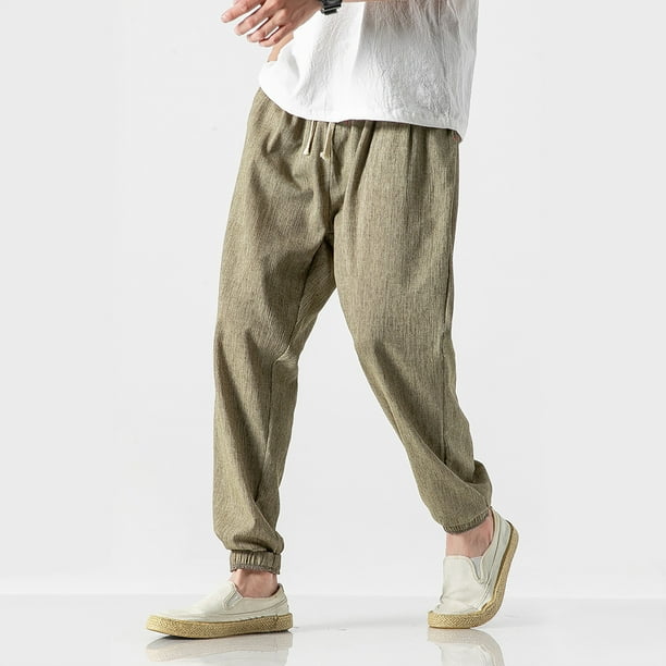 Pantalones largos, pantalones de farol para hombre, pantalones de lino para hombre, pantalones Harlen de moda, leggings para hombre