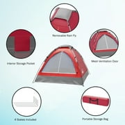 2-Person Dome Tent with Camping Accessories - Including Rain Fly and Carry Bag in Red - by Wakeman Outdoors