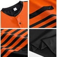 thumbnail image 5 of GuangCheng Mens Henley Shirts,Striped,Color Block,Long Sleeve,Casual,Slim Fit,Stylish T Shirts,Orange,Size XL, 5 of 6