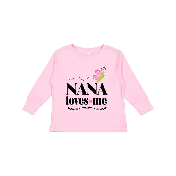 Inktastic Nana Loves Me Granddaughter Butterfly Girls Long Sleeve Toddler T-Shirt