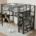 thumbnail image 2 of Euroco Metal Full Size Loft Bed with Desk and Shelves, Storage Wardrobe and Cabinets for Kids Teens, Black, 2 of 13