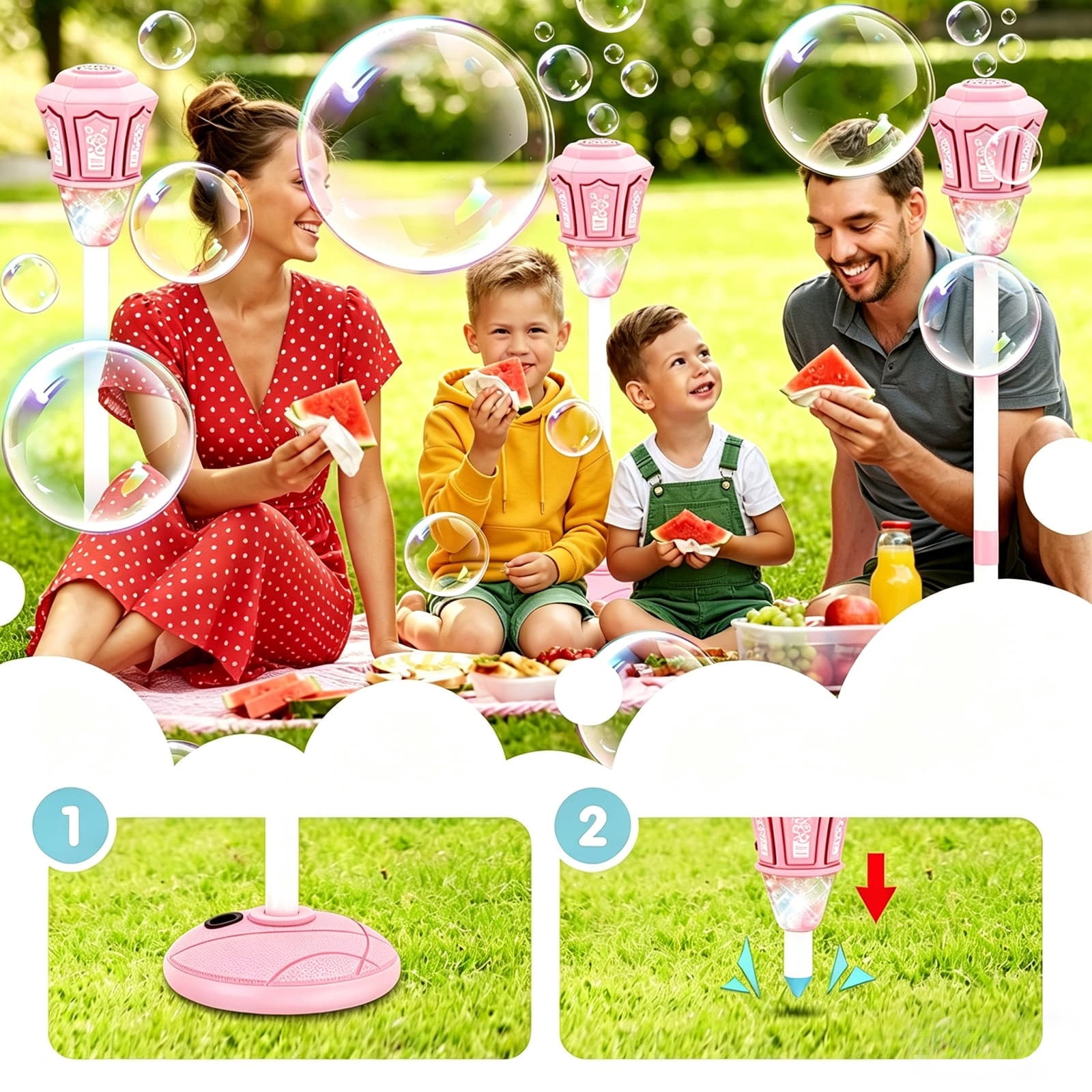 syligr Rechargeable Bubble Machine for Kids Outdoor Play, Adjustable Height, Detachable Wand, Automatic Bubble Maker for Weddings, Bubble Blower for Backyard Party,Toddler Bubble Toy for Outdoor Fun