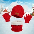 thumbnail image 2 of UJNDER Warm Children's Hat Scarf and Gloves Set for Autumn and Winter Featuring Two Baby Hats in Colors Red, 2 of 3