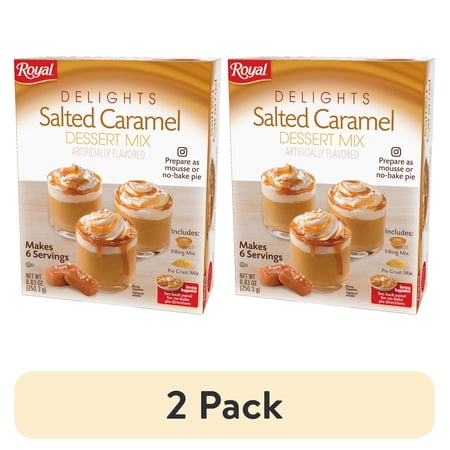 (2 pack) Royal Delights Dessert Mix, Salted Caramel with Graham Cracker Crumbs, 6 serve