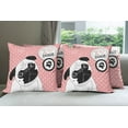 thumbnail image 6 of Ambesonne Pug Throw Pillow Cover 4 Pack, I Love Dogs Paw Print Logo, 20", Pink Black White, 6 of 7