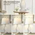 thumbnail image 3 of Set of 2 table lamps with USB C+A fast charging ports, 26-inch high rustic style living room lamp, white fabric lampshade with three-level dimming function, suitable for living room, bedroom and home, 3 of 7