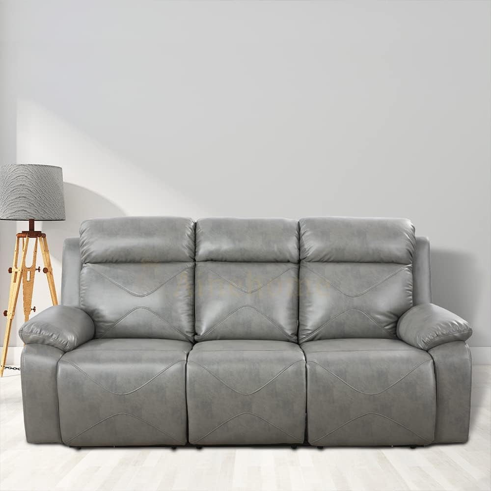 Pon Living Furniture Inc Faux Leather Reclining Sofa with Usb Port, Gray