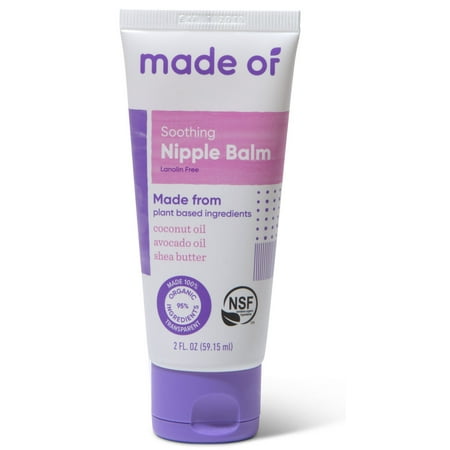 (1-Pack) MADE OF Soothing Organic Nipple Balm for Breastfeeding - 95% Organic - 100% Natural - NSF Organic Certified - Gluten Free - 2 oz (Fragrance (Best Nipple Cream 2019)