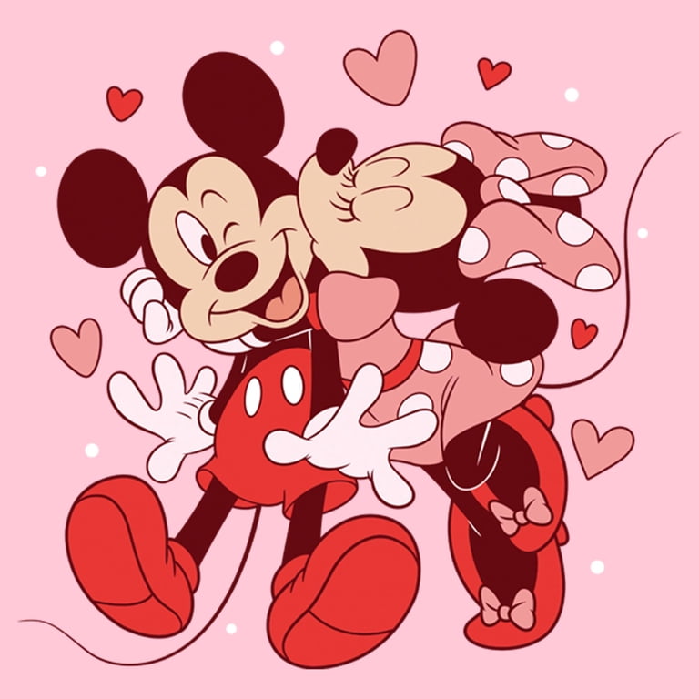 Girls Mickey & Friends Minnie Kiss Pink Heart T Shirt - Walmart.com