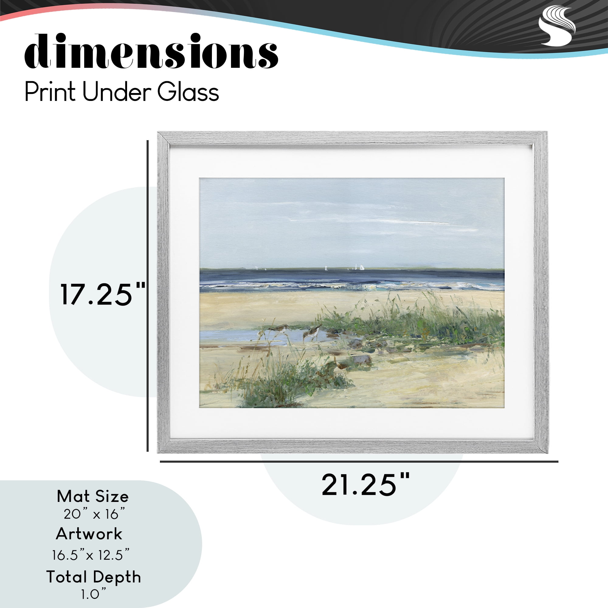 Stupell Industries Beach Marsh Sandpipers Gray Framed Print Under Glass, design by Sally Swatland