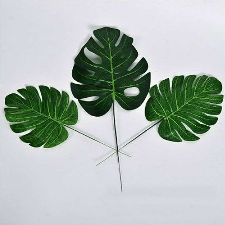 SPRING PARK 2Pcs Artificial Palm Plants Leaves Faux Turtle Leaf