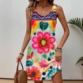 thumbnail image 6 of Otvok Women's Vacation Mini Dresses Sleeveless Tank U Neck Loose Fit Lightweight Beach Casual Short Dress, 6 of 7