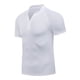 thumbnail image 1 of Blusa y camisa de manga corta con cuello alto para hombre, informal, de color liso, con media cremallera, manga corta, transpirable, deportiva, elástica, de licra, 1 of 8