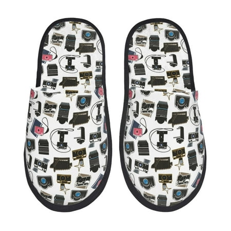 Balery Cool Camera Slient Indoor Furry Fleece Comfort House Shoes Soft Non-Slip Home Shoes Cotton slippers House Slippers-- Medium