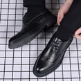 thumbnail image 2 of Men's Business Leather Dress Shoes Formal Pointed Toe Lace Up Flat Oxford Shoes Comfortable Non Slip Walking Shoes Black Size 8, 2 of 5