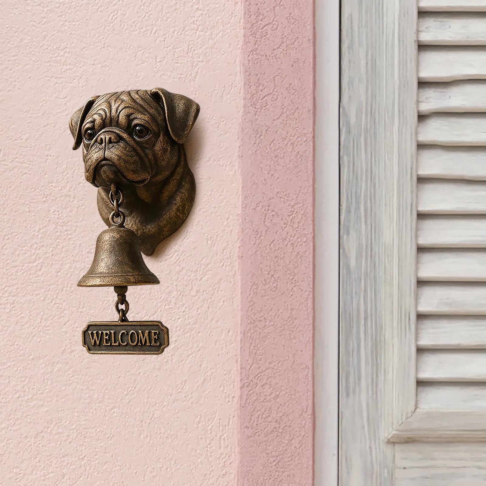 Western Style Welcome Doorbell with White Emblem, Rustic Hanging Bell for Front Porch, Entryway, or Garden Wall Decoration