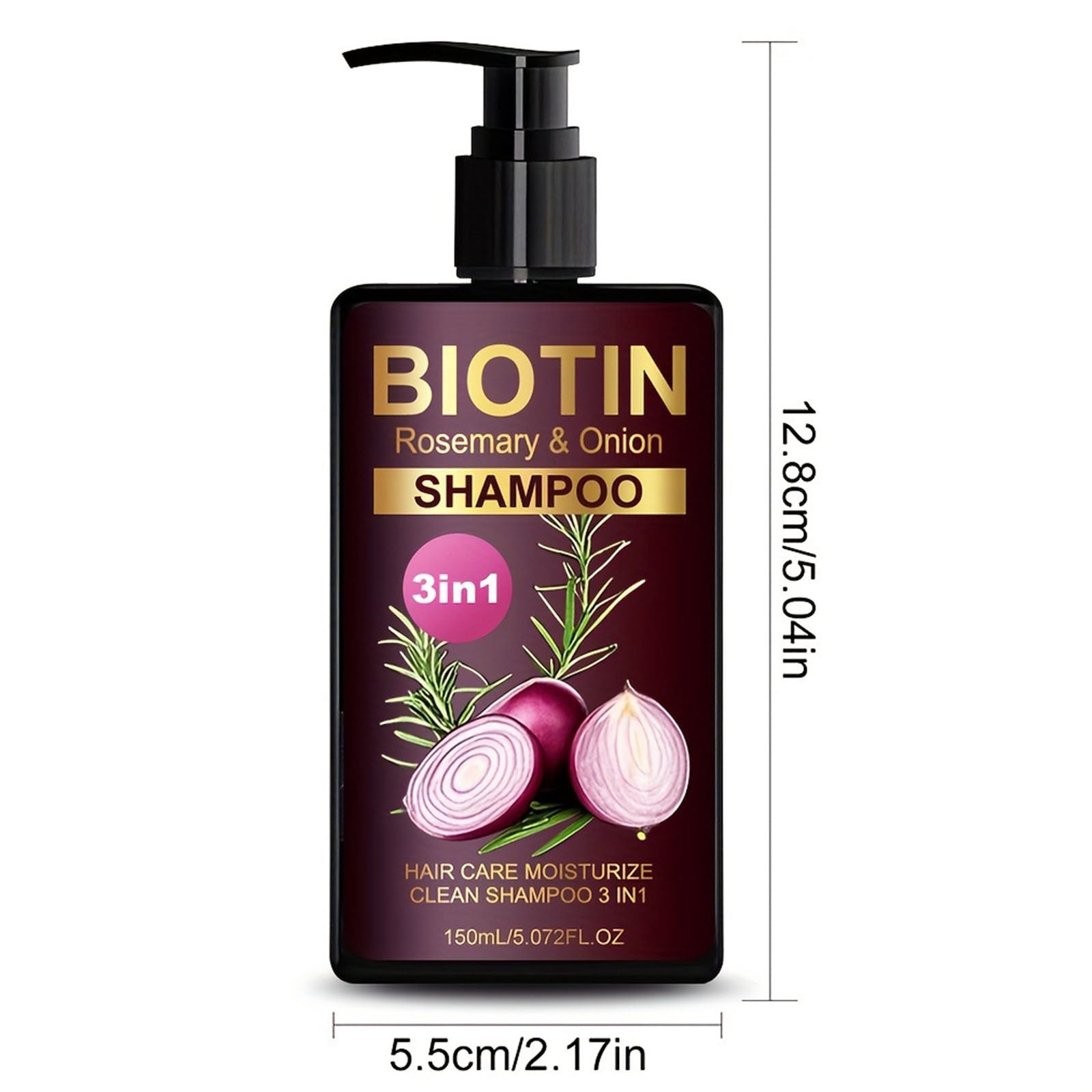 HHBEAUTY Onion & Rosemary Hair Shampoo: Biotin Infused Shampoo for Hair Loss and Thinning Hair - Promotes Healthier, Thicker and Stronger Hair for Women and Men