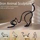 thumbnail image 2 of Escultura de hierro de arte minimalista de animales, figuritas hechas a mano de líneas negras de Metal Retro, adornos de perro abstracto, decoraciones de Arte de escritorio, 2 of 4