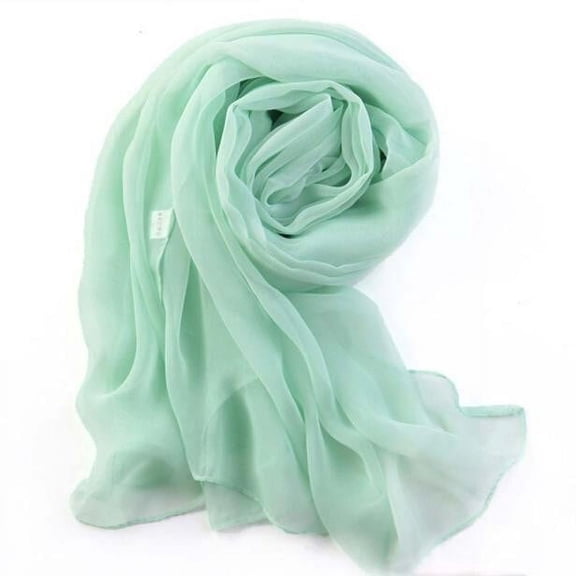 LSQii Scarf for Women Casual Lightweight Solid Color Chiffon Scarves Long Sunscreen Oversize Sun Protection Shawl Wrap for Travel Vacation Beach Summer Mint Green,Summer Sale