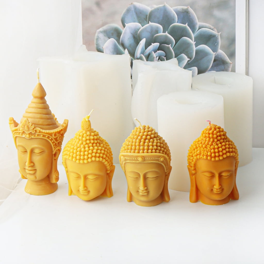 FENOHREFE 3D Buddhas Head Candle Silicone Mold Reusable Silicone Buddhas Candle Mold for Home Decors and Spiritual Crafting