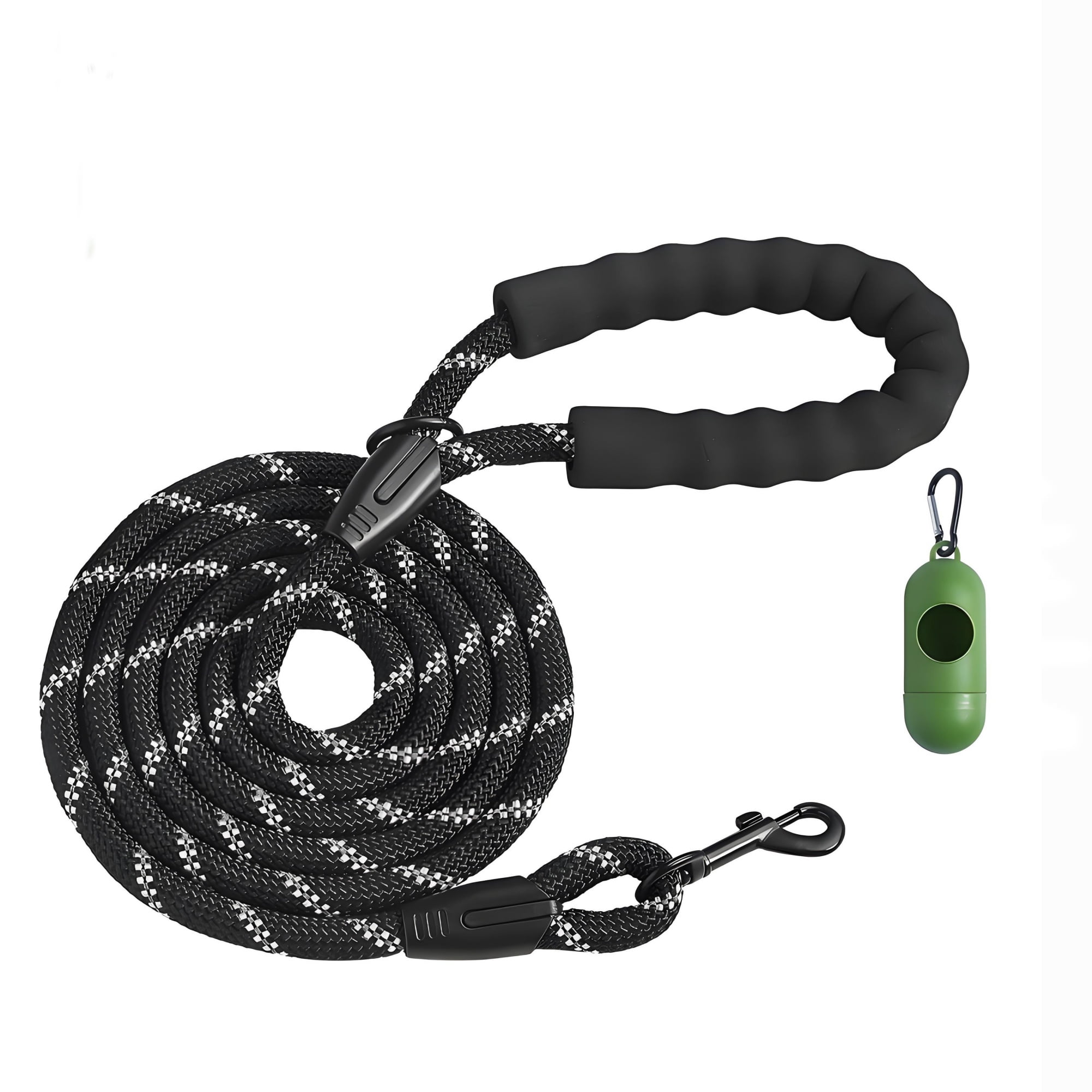 6ft Heavy Duty Dog Leash, Strong Nylon Rope Leash with Padded Handle & Reflective Threads, Dog Walking & Training Leash for Medium Large Dogs (1/2 in, Black)