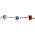 thumbnail image 2 of Gem Stone King 18K Rose Gold Plated Silver Bracelet Persian Blue Moissanite Moissanite Persian Blue (1.75 Cttw), 2 of 4