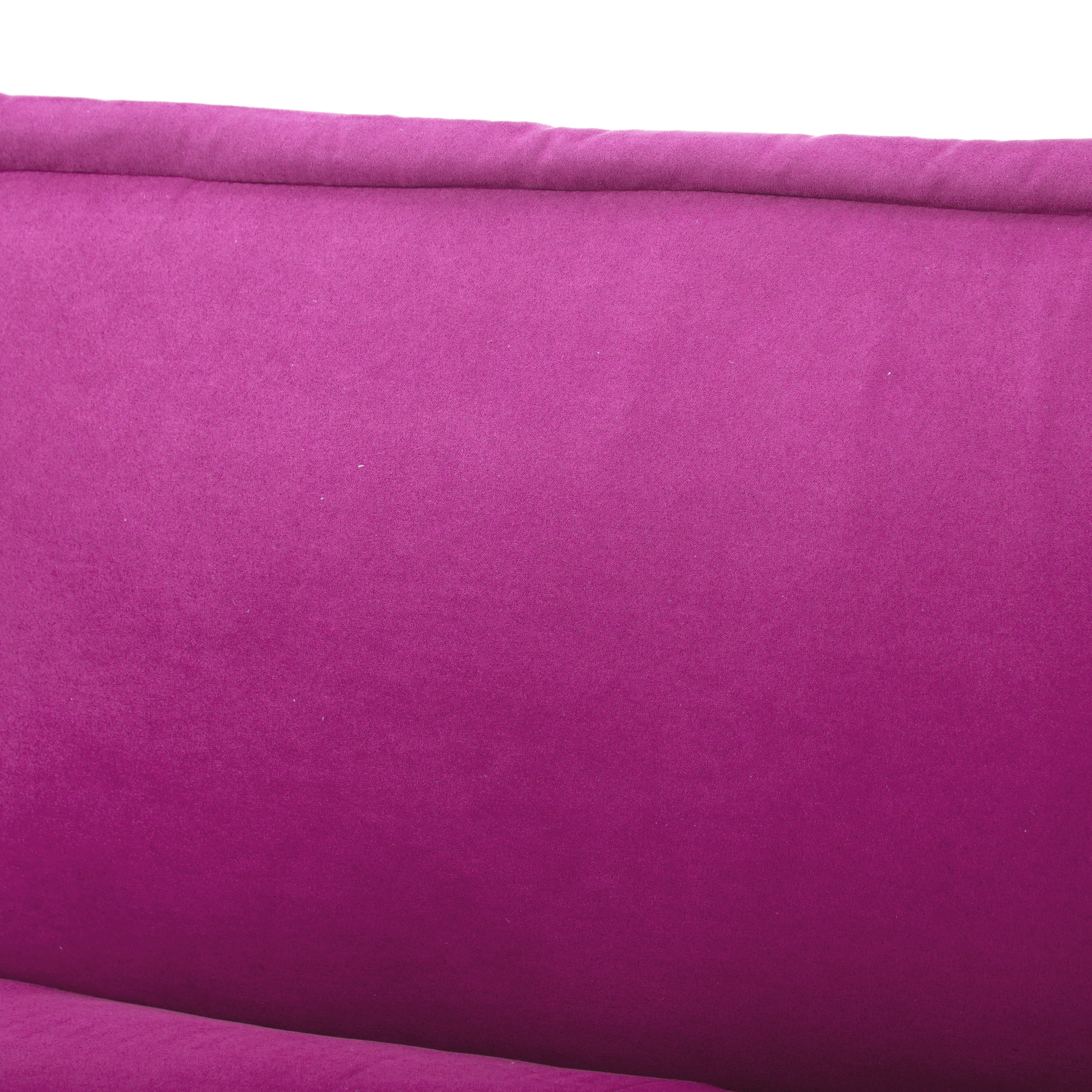 BSHTI 64.6” Futon Sofa Bed,Velvet Upholstery,Twin Size Convertible Sofa,With 5 Adjustable Positions,Perfect Meet your Different Needs-Pink