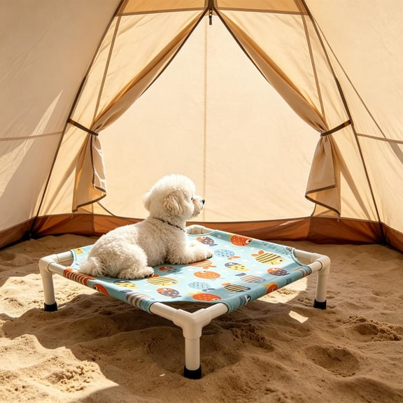 Qocolcyl Elevated Raised Dog Cat Cot Bed 20.87×18.9×5.12in Detachable Washable Breathable Mesh, Off-Ground Sturdy All Season Cooling Pet Bed for Small Medium Pets Indoor Outdoor