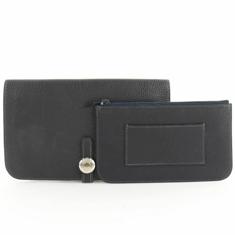 HERMES Togo Dogon Compact Wallet Black 1233007