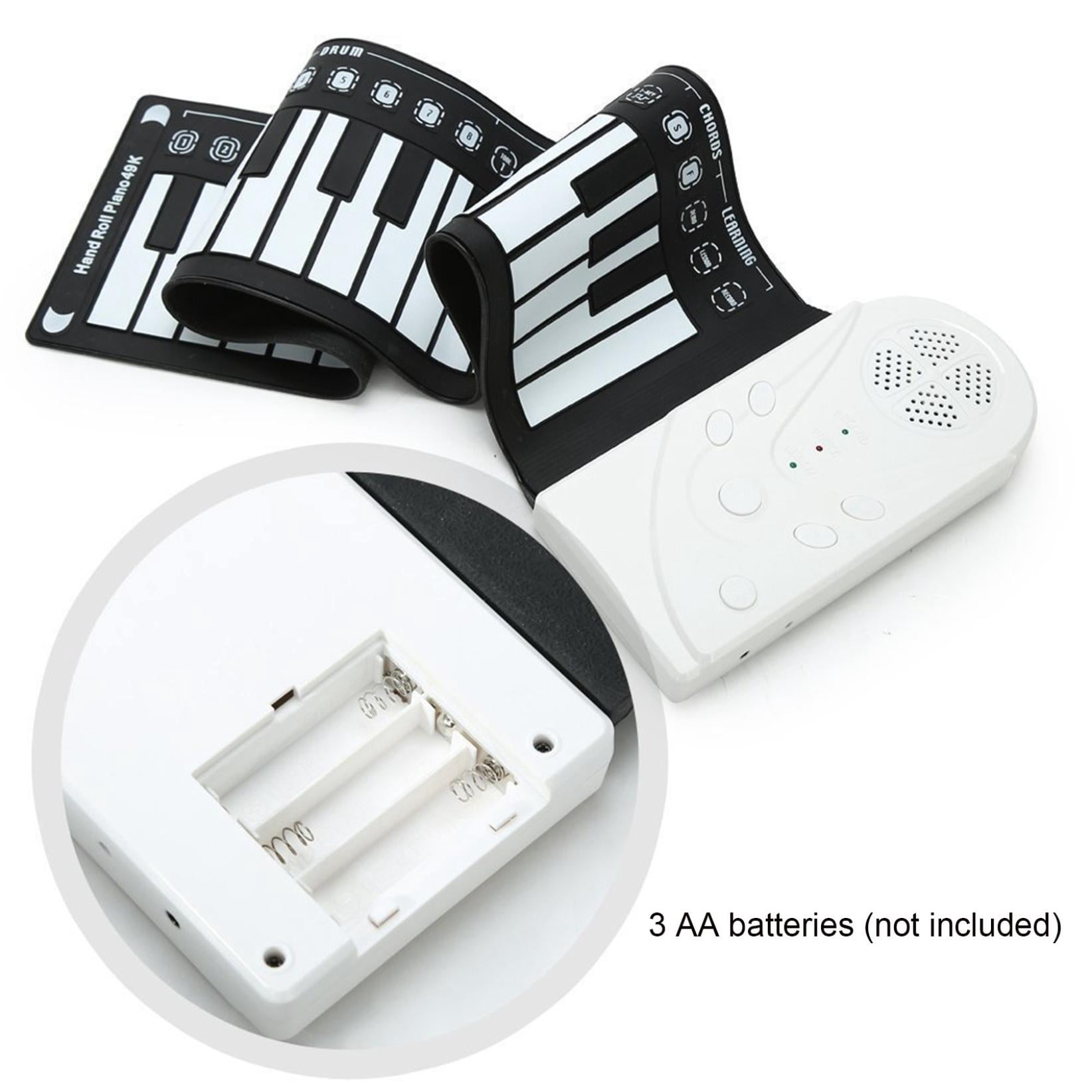 Hand-Rolled Piano with Horns, Portable 49 Keys Organ Piano with Foldable Keyboard, Instruments Education for All Ages, Convenient for Daily Use(White)