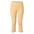 thumbnail image 7 of Women's Solid Color Ruffle Hem Capri Leggings Elastic Waist Breathable Yoga Casual Pants for Summer Khaki XL(XL), 7 of 7
