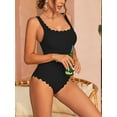 thumbnail image 4 of ATTRACO Sexy Square Collar Curved Selvedge One Piece Swimwear for Women Double Straps Bath Suit Monkini, 4 of 7