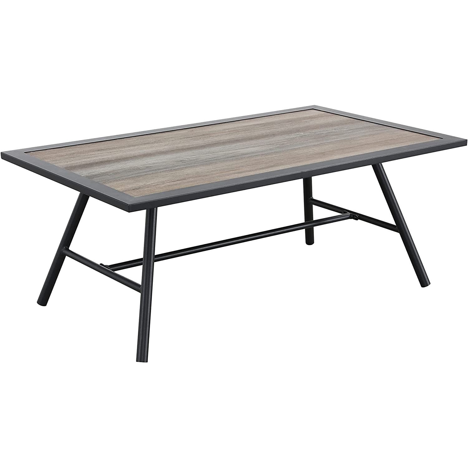 Rectangle Metal Patio Coffee Table AllWeather Outdoor Furniture for Deck Poolside Garden, Black