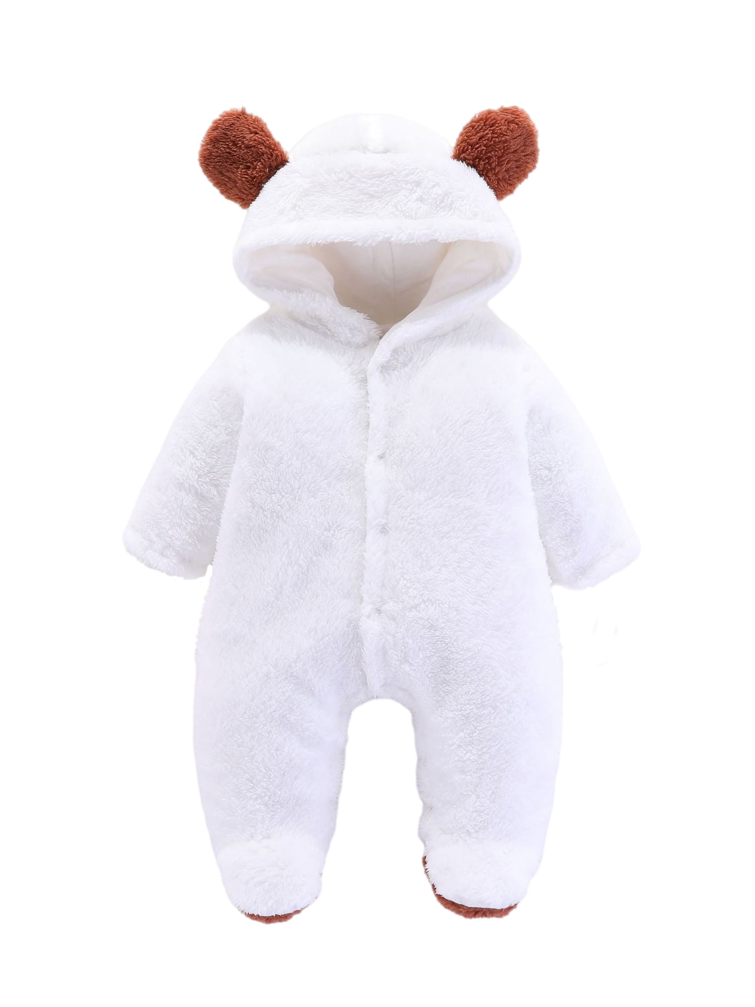 JiAmy Baby Winter Hooded Romper Fleece Snowsuit Warm Jumpsuit Outfit 0-12 Months