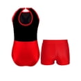 thumbnail image 2 of Miutii Kids Girls Gymnastics Leotard Outfit Sparkly Rhinestones Dance Unitard and Shorts Set Ballet Red 12, 2 of 9