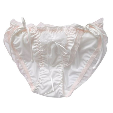 Generic Women s Sexy Satin Panties Lace Silk Underwear Luxury Low Waist Side Tie Panty Breathable String Bikini Briefs