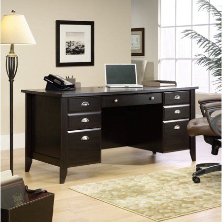 UPC: 0042666611626 | Sauder Shoal Creek Executive Desk  Jamocha Wood Finish