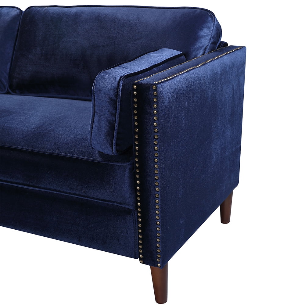 Kepooman 58" Modern Velvet Farbic Loveseat Sofa, Overstuffed Classically 2-Seater Armrest Sofa Bed for Living Room Bedroom Office, Blue Kepooman 58" Modern Velvet Farbic Loveseat Sofa, Overstuffed Classically 2-Seater Armrest Sofa Bed for Living Room Bedroom Office, Blue