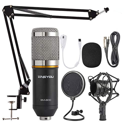 ZINGYOU Condenser Microphone Bundle, BM800 Mic Kit with Adjustable Mic