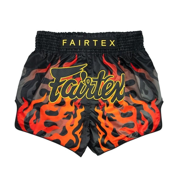 Pantalones cortos de boxeo para muay thai Fairtex Slim Cut Black Volcano