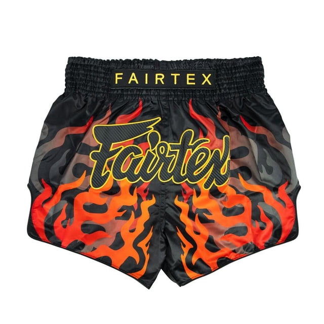 Pantalones cortos de boxeo para muay thai Fairtex Slim Cut Black Volcano