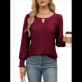 thumbnail image 3 of Blusas de Larga para Mujer, Blusas Informales de Negocios, Elegantes, para el Trabajo, la Oficina, Camisas Holgadas de Verano, Conjuntos de Moda 2025 Vino Tinto S, 3 of 10