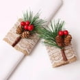 thumbnail image 4 of Burlap Napkin Rings Set of 6, Rustic Napkin Rings Handmade by Pinecones and Berries, Napkin Ring for Christmas Wedding Thanksgiving Dinner Table Decor, 4 of 7
