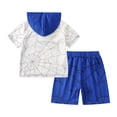 thumbnail image 2 of Fdqin Boys Shorts Sets 2Pcs Spider Print Sports Short Sleeve Hooded and Active Shorts Summer Outfits for Kids Blue 3-4 Years, 2 of 6